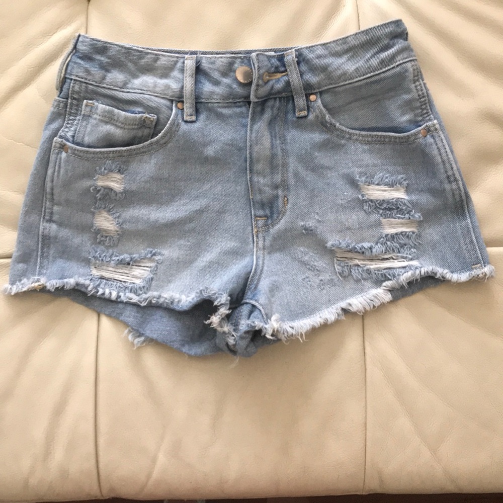 Bullhead Distressed High Rise Denim Shorts